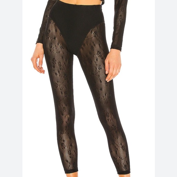 Adam seldman lace leopard black sheer leggings xs - Picture 1 of 14